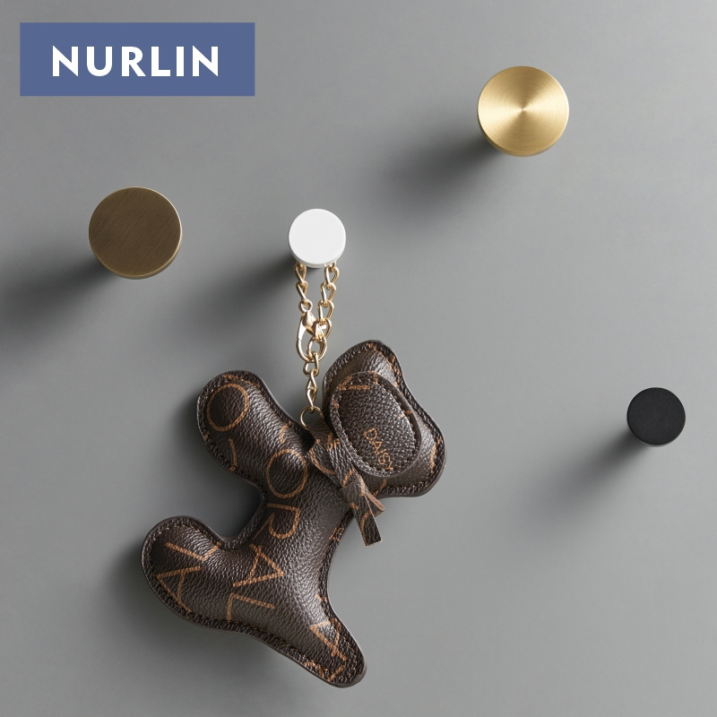 Nurlin Solid Brass Circular Gold Black Antique White Cabinet Furniture Knobs Wall Bathroom Clothes Hook Handle