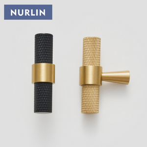 Nurlin Brass Diamond Cut  Cross Knurl Pattern Cabinet  Door Handle T-Bar Drawer Wardrobe Pull Drop Shipping Available