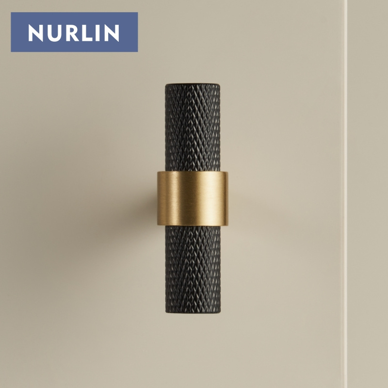 Nurlin Brass Diamond Cut  Cross Knurl Pattern Cabinet  Door Handle T-Bar Drawer Wardrobe Pull Drop Shipping Available