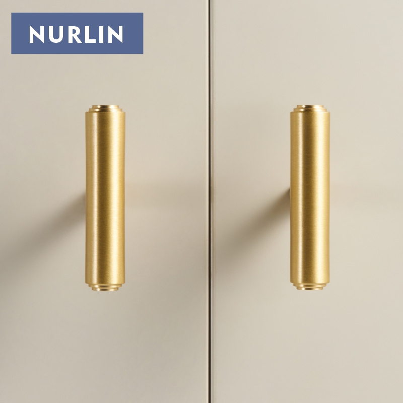 Nurlin Solid Brass Plain Cabinet Knob Matte Black Antique Brass T-bar Wardrobe Cabinet Drawer Door Handle Pull NEW