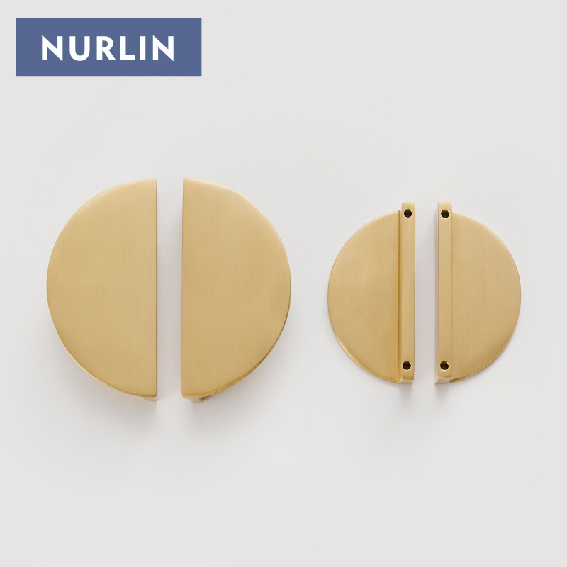 Nurlin Solid Brass Half Moon Doors Drawers Appliance Pull Hotel Kitchen Cabinet Decoration Cabinet D Pull Handles