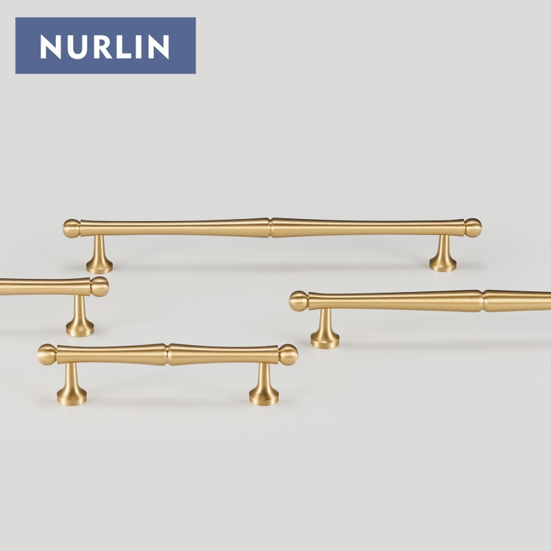 Nurlin Solid Brass American French Light Luxury Furniture Cabinet Drawer Wardrobe Door Long Handle Gold Vintage Cloakroom Pull