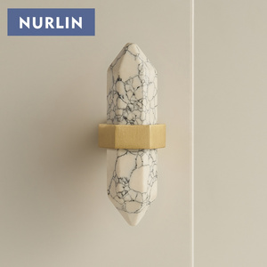 Nurlin Brass Marble White Black Pink Blue Decorative Furniture Wardrobe Door Cabinet Drawer T-bar Knob