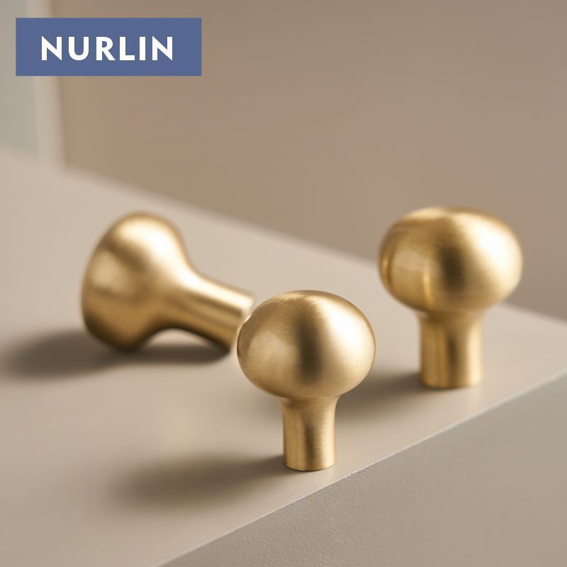 Nurlin Solid Brass Smooth Round Cabinet Knobs Drawer Handles Wardrobe Door  Tbar Elegant Touch Comfortable Feel Pull