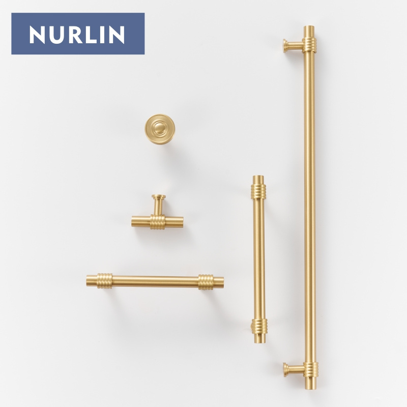 Nurlin Solid Brass Vintage Hemp Rope Shape Personalized Cabinet Furniture Drawer Door Handle Knobs T-bar Pull