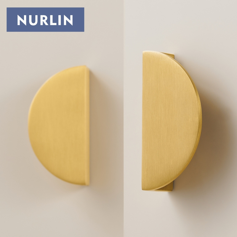 Nurlin Solid Brass Half Moon Doors Drawers Appliance Pull Hotel Kitchen Cabinet Decoration Cabinet D Pull Handles