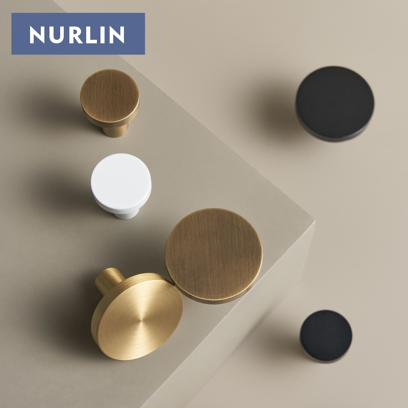 Nurlin Solid Brass Circular Gold Black Antique White Cabinet Furniture Knobs Wall Bathroom Clothes Hook Handle