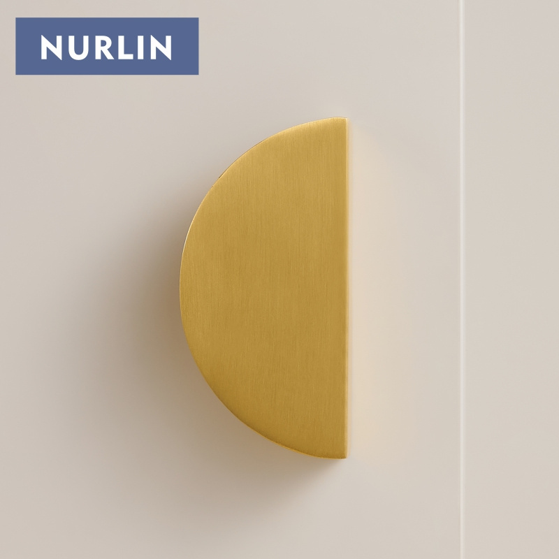 Nurlin Solid Brass Half Moon Doors Drawers Appliance Pull Hotel Kitchen Cabinet Decoration Cabinet D Pull Handles