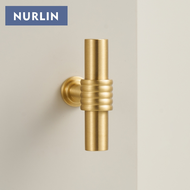 Nurlin Solid Brass Vintage Hemp Rope Shape Personalized Cabinet Furniture Drawer Door Handle Knobs T-bar Pull