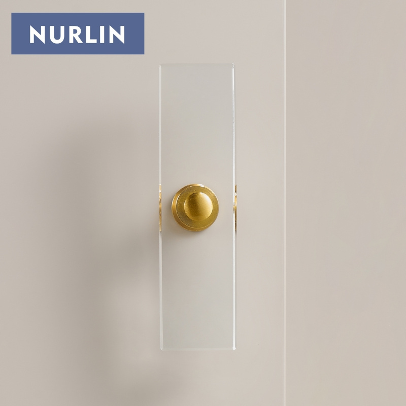 Nurlin Brass Acrylic Cabinet Drawer Wardrobe Door Furniture Rectangular Handle Knobs T-bar Pull