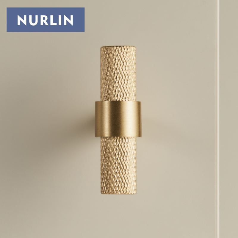 Nurlin Brass Diamond Cut  Cross Knurl Pattern Cabinet  Door Handle T-Bar Drawer Wardrobe Pull Drop Shipping Available