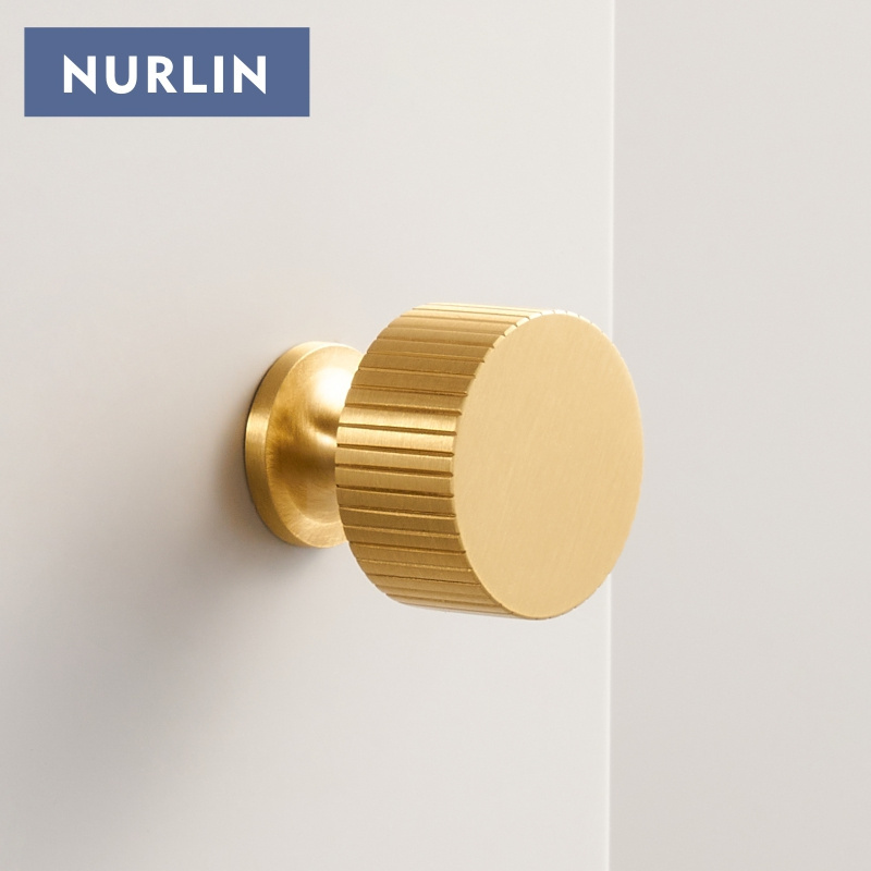 Nurlin Solid Brass Art Deco Vertical Lines Linear Cabinet Knobs T Bars Wardrobes  Gold Nickel Antique Bronze Color Drawer Handle