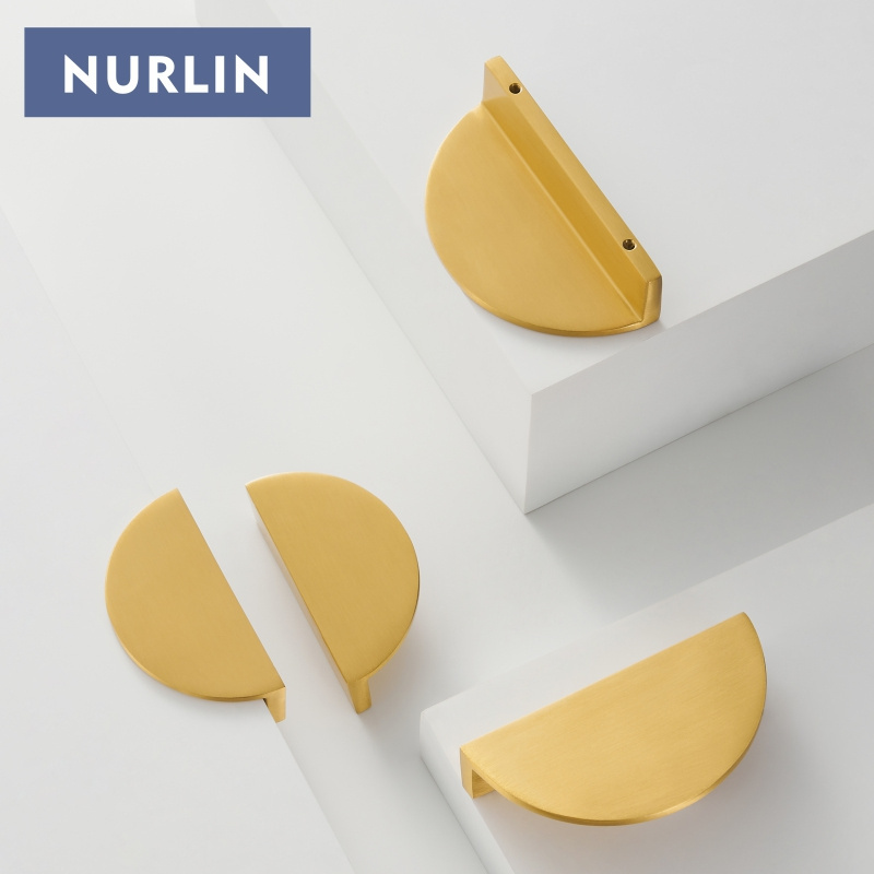 Nurlin Solid Brass Half Moon Doors Drawers Appliance Pull Hotel Kitchen Cabinet Decoration Cabinet D Pull Handles