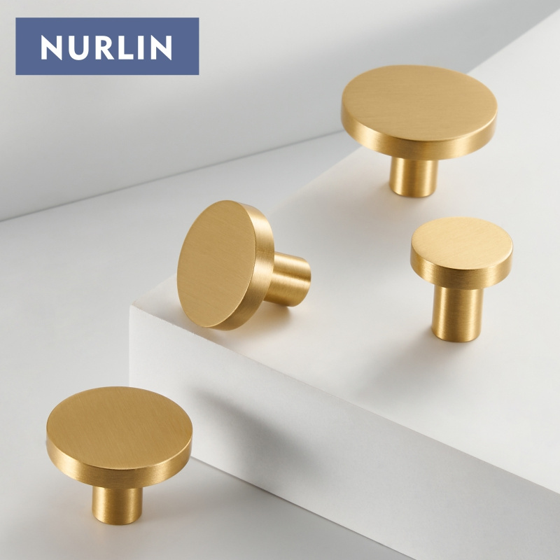 Nurlin Solid Brass Round Cabinet Knobs Circular Wall Clothes Single Hook 4 sizes available customizable Plain Cabinet kno