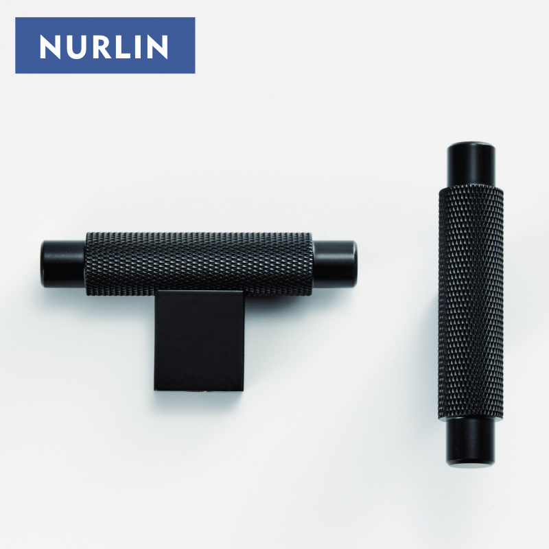 Nurlin New Solid Brass Knurling Brushed Cross Brass Cabinet Knob Cupboards T-bar Long Appliance Pull Furniture Refrigerator Bar