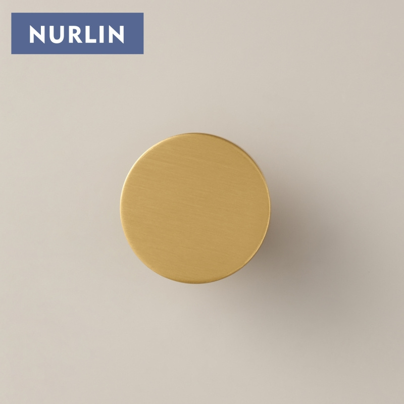 Nurlin Solid Brass Round Cabinet Knobs Circular Wall Clothes Single Hook 4 sizes available customizable Plain Cabinet kno