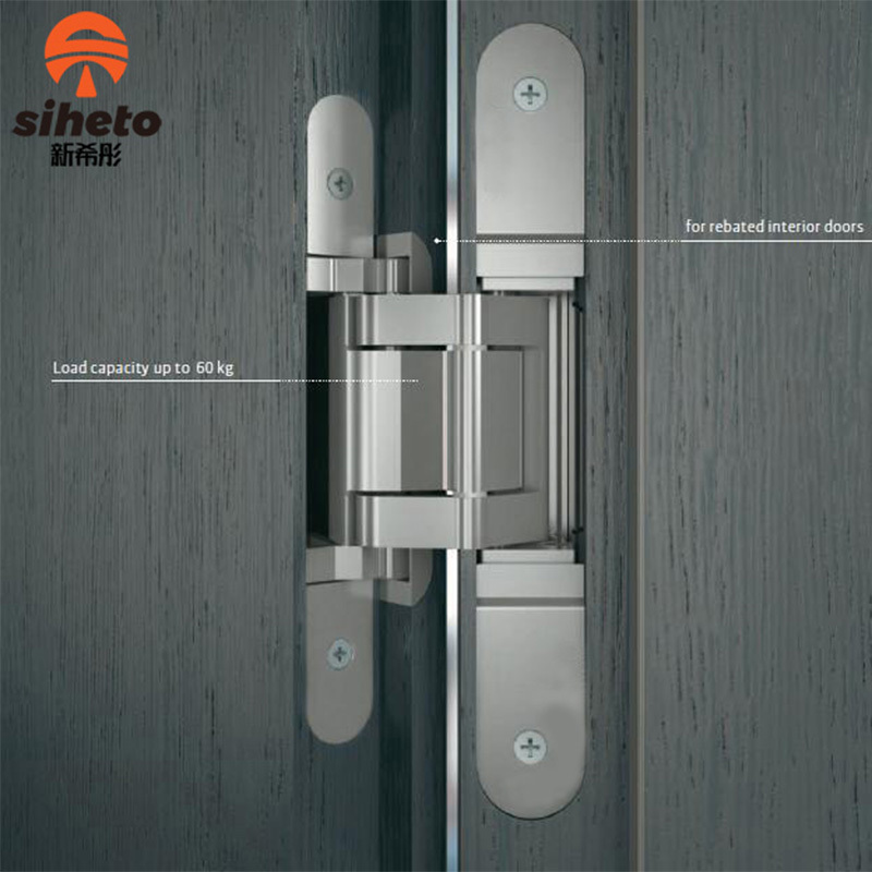 Zinc Alloy Black Heavy Duty 3D Adjustable Invisible Concealed Hidden Wooden Door Hinges