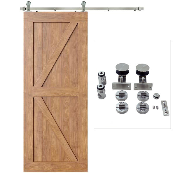 Black American Rustic Barn Door Lock Hardware Stainless Steel Bypass Sliding Barn Door Hardware Kit For Barn Door