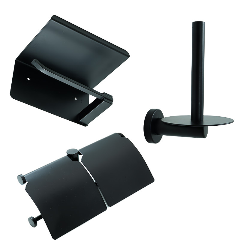 China Wholesale Home Goods Restroom Wall Mount Black Paper Towel Holder With Shelf