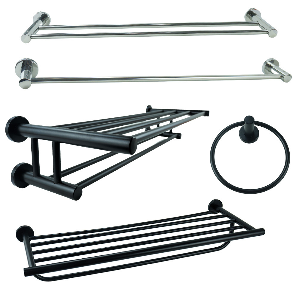 RTS New Product High Quality Stainless Steel Hotel Wall Mounted Towel Drying Rack Black Towel Rack