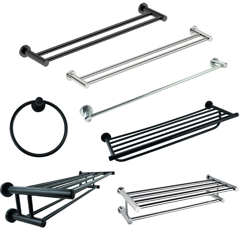 RTS New Product High Quality Stainless Steel Hotel Wall Mounted Towel Drying Rack Black Towel Rack