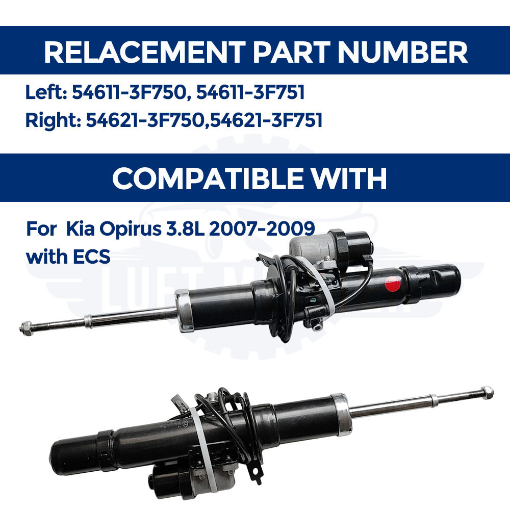 LUFT MEISTER Front Left and Right Auto Shock Absorbers for Kia Opirus 3.8L 2007-2009 with ECS 54611-3F750 54621-3F751