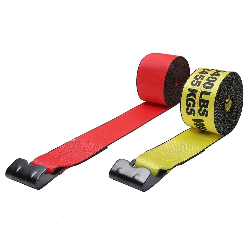 US Standard Factory Direct Supply 100% Polyester Winch Strap 4'' 27 FT Hand Winch Boat Trailer Flat Hook