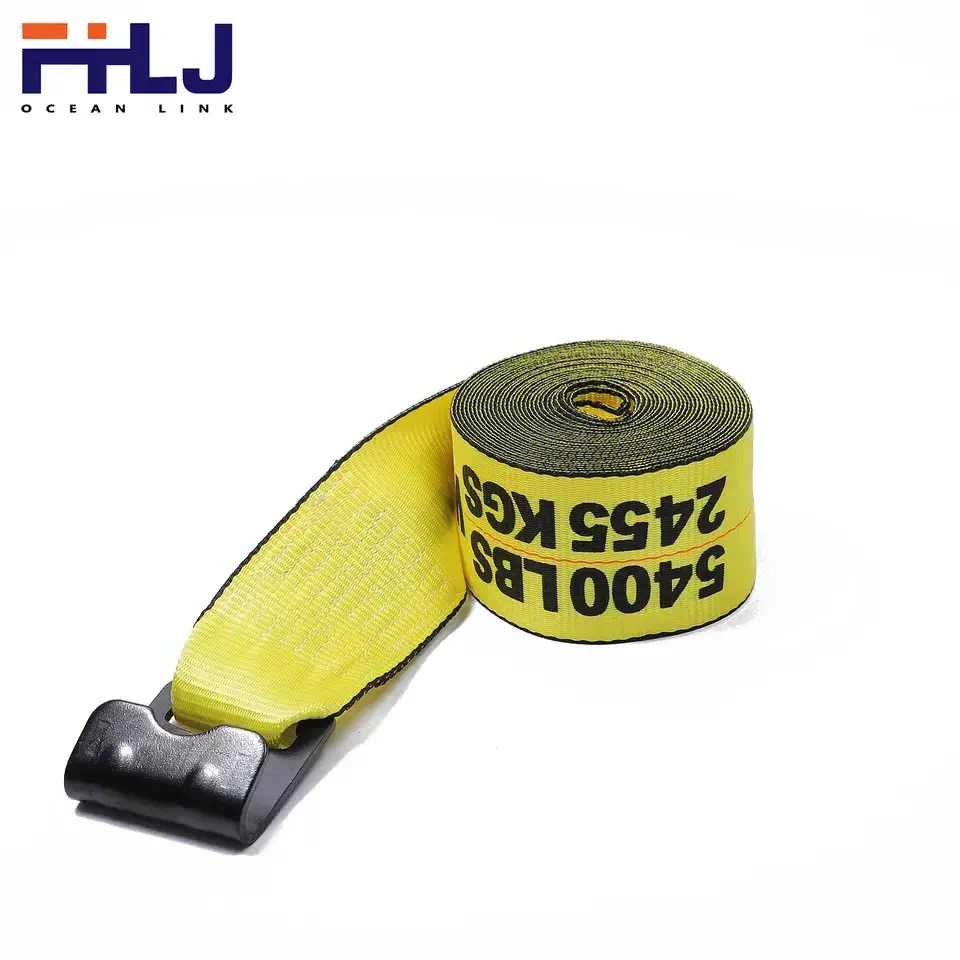 US Standard Factory Direct Supply 100% Polyester Winch Strap 4'' 27 FT Hand Winch Boat Trailer Flat Hook