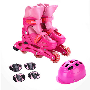 Funny sport helmet knee pads set kids roller ice skating shoes for girls