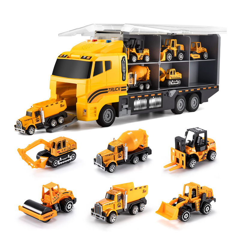 Engineering 6pcs metal trucks new trailer kids toy model truck car for toddlers boys