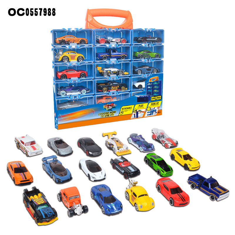 Kids 1:64 18PCS freewheel storage box metal model die cast toy car set