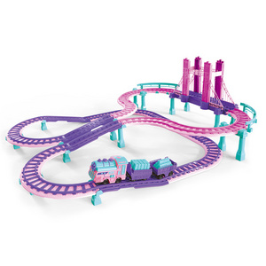 119pcs B/O Electric princess plastic slot train track car toy set for kids