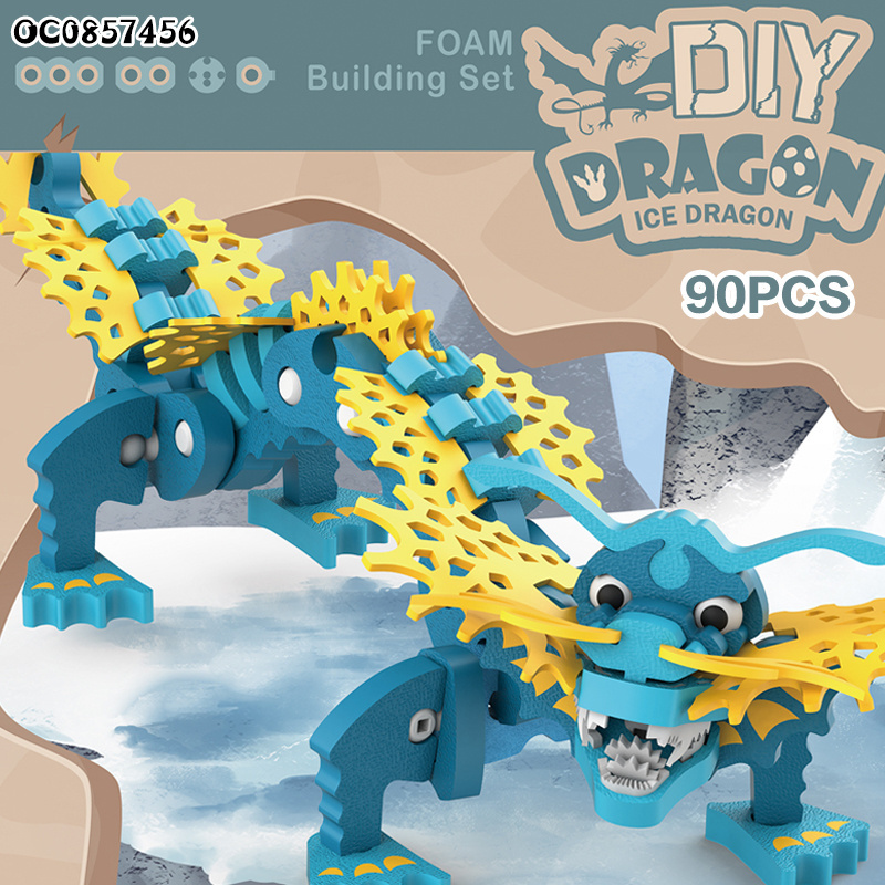 90pcs DIY Assemble ice dragon 3d puzzle large eva foam soft building blocks toy