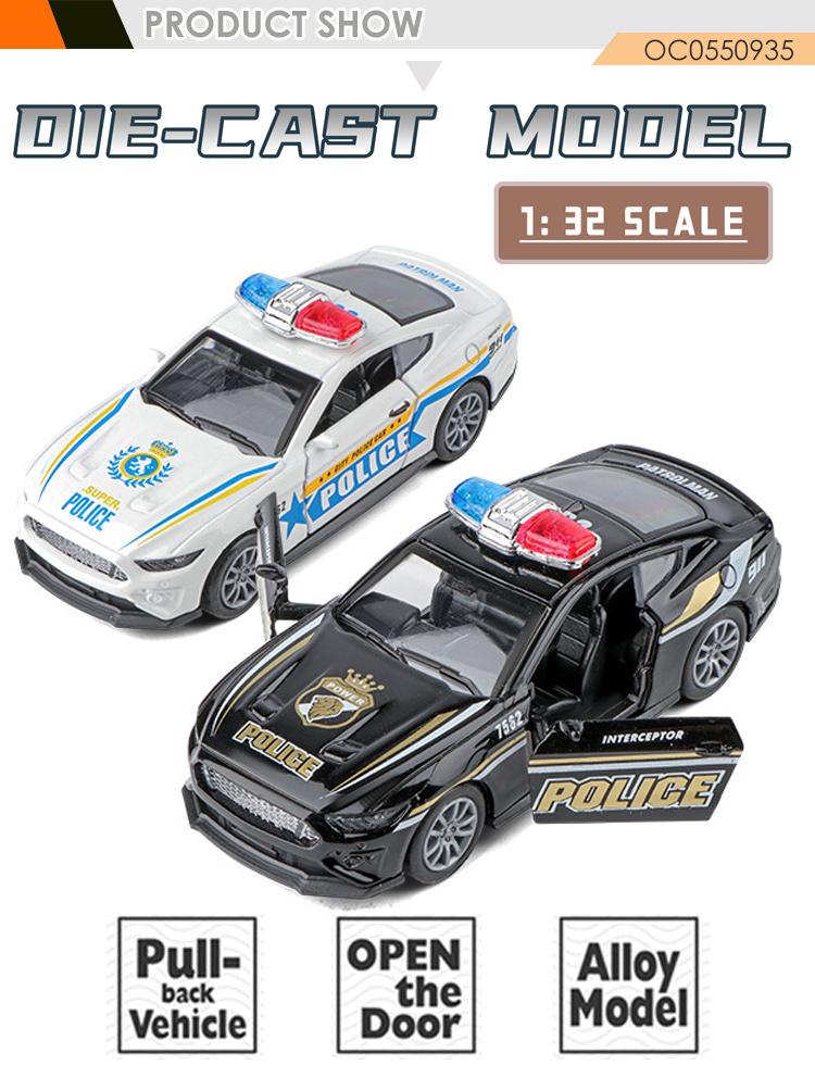 Cheap 1:32 die cast pull back alloy model police car set toys for kids