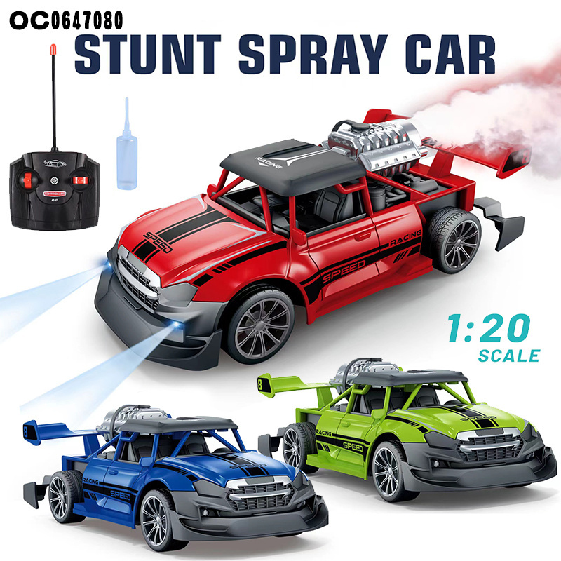 Hot selling 1:20 new mini stunt remote control spray rc car with led lights