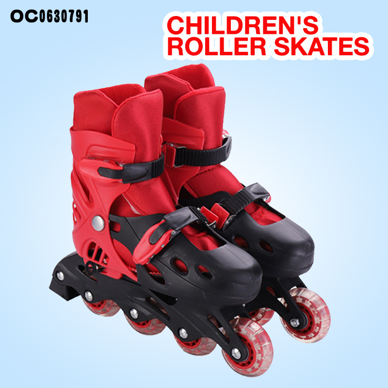 New arrival red roller skate skating shoes for kids with helmet knee pads