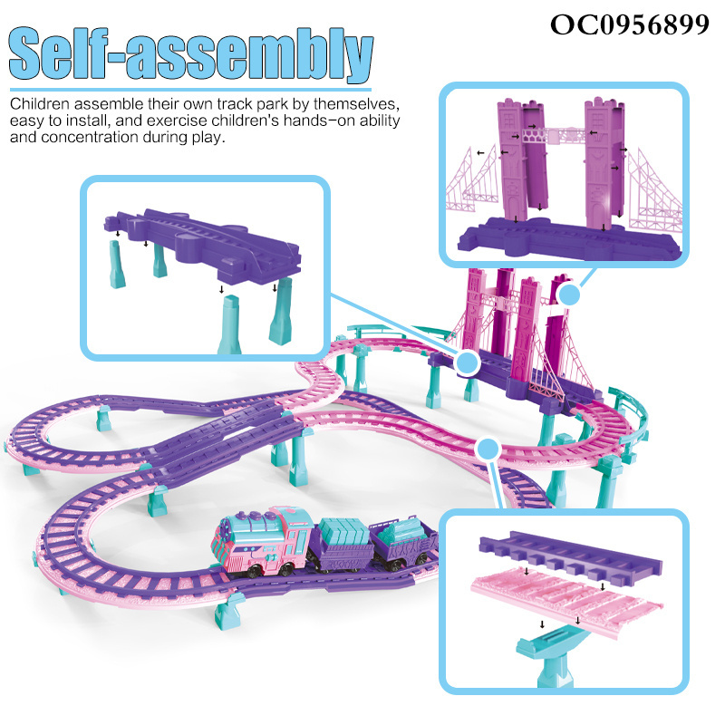 119pcs B/O Electric princess plastic slot train track car toy set for kids