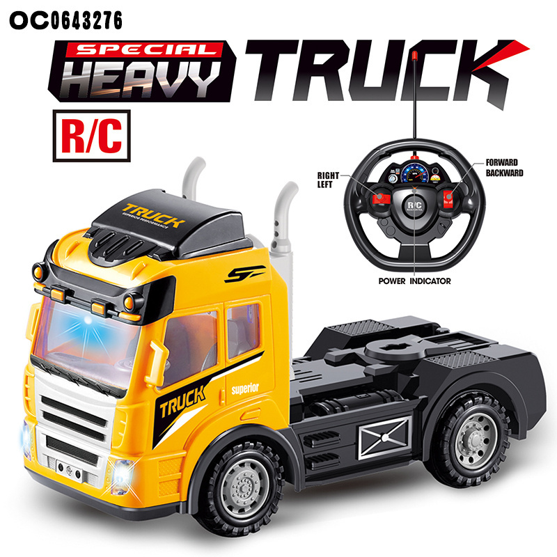 Kids 4CH simulator big remote control rc truck trailer with light music