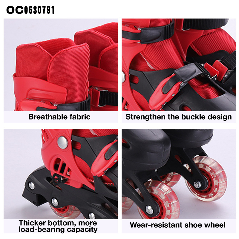 New arrival red roller skate skating shoes for kids with helmet knee pads