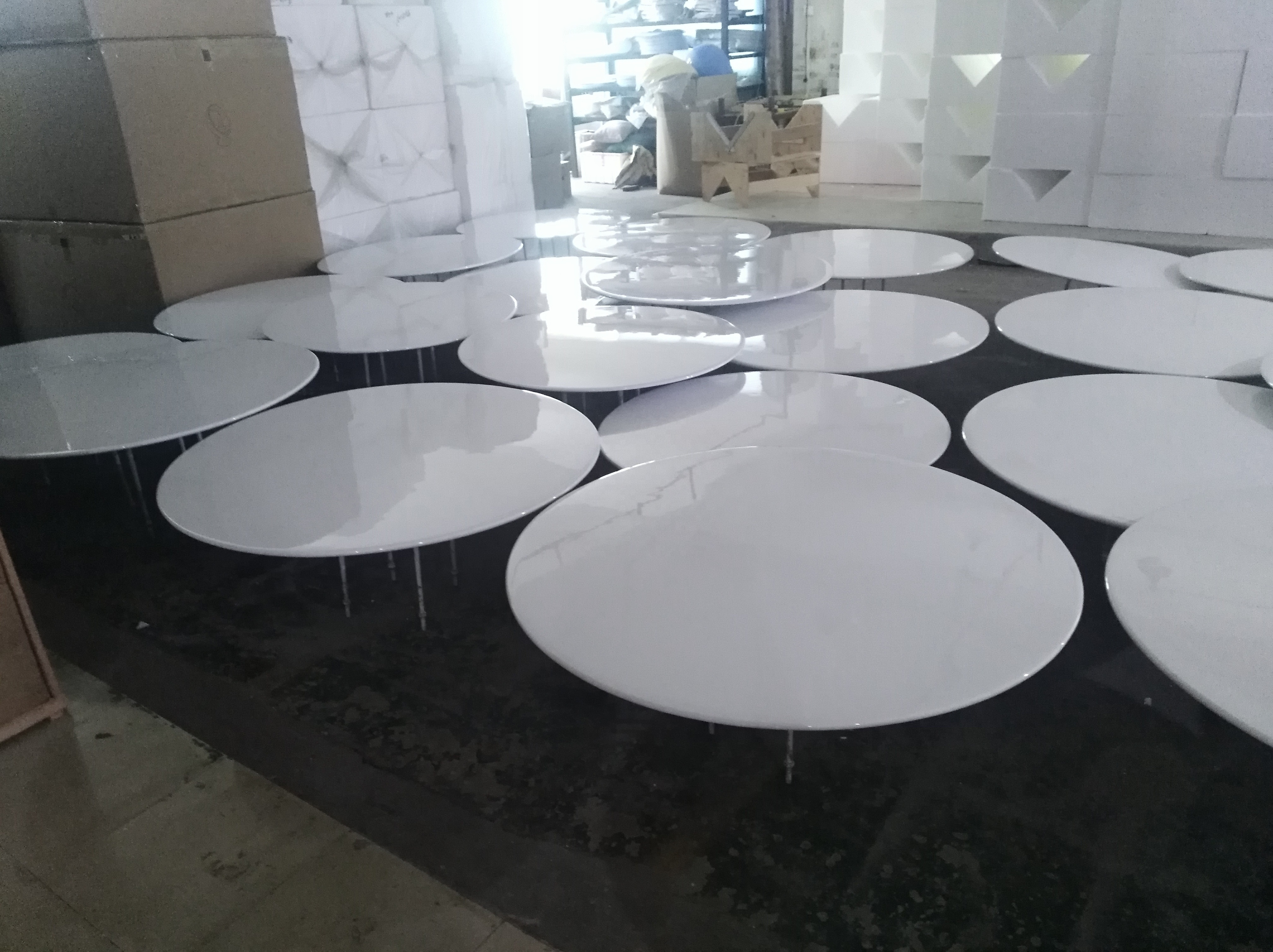 Tulip high table base bar table aluminium oval  natural marble dinning table