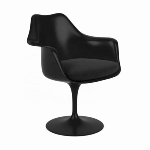 Matt black fabric fiberglass tulip  arm chair