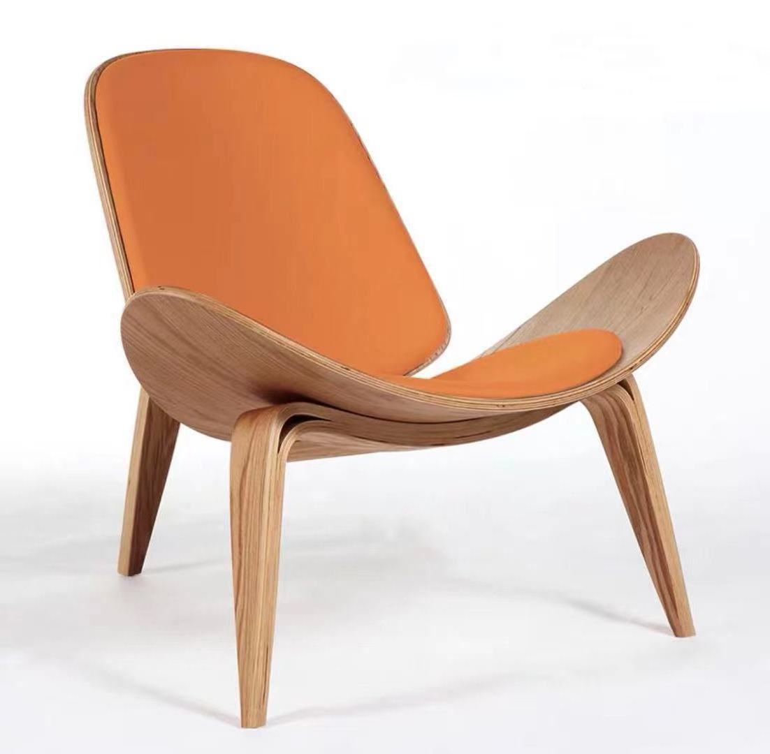 Plywood  walnut Leisure PU  leather lounge Chair