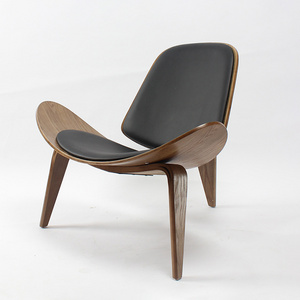 Plywood  walnut Leisure PU  leather lounge Chair