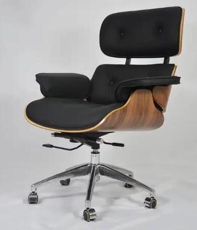 Plywood Walnut Shell Leather Hotel Lounge Chair