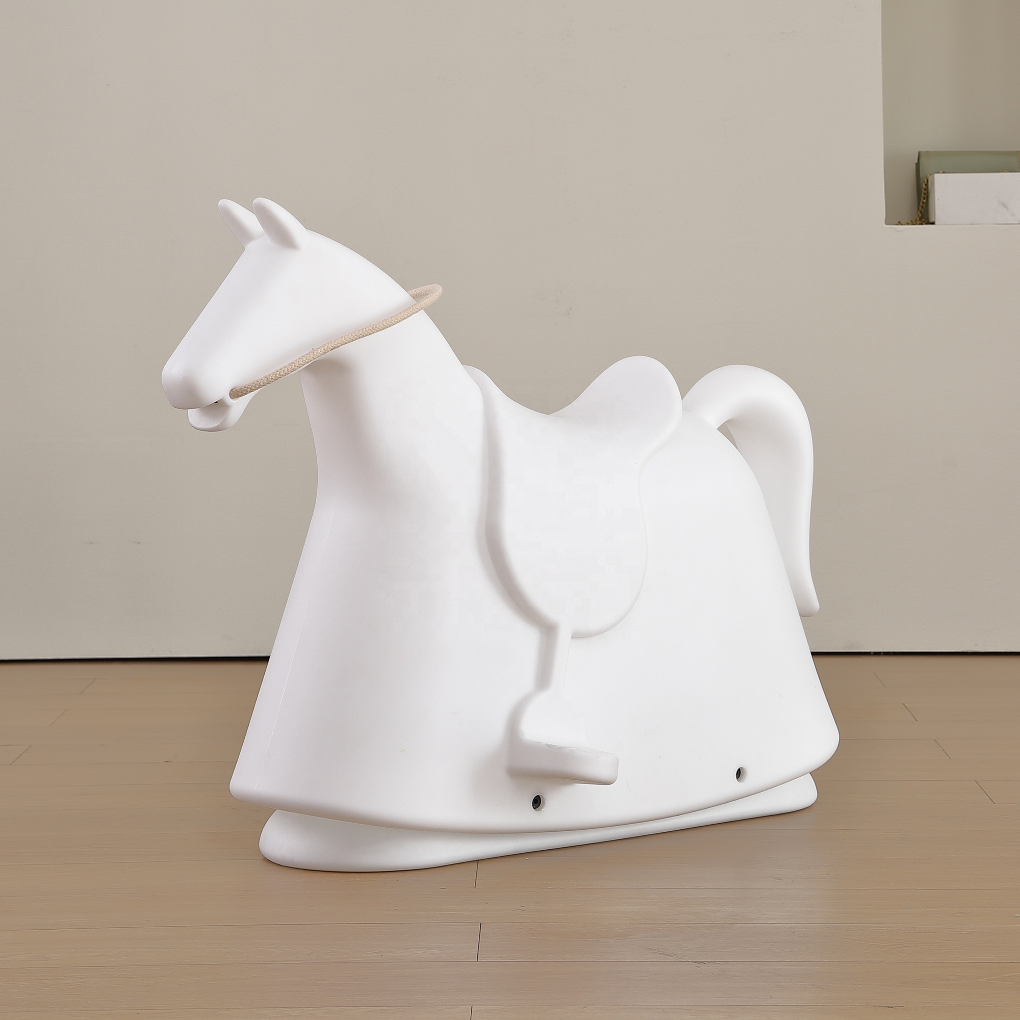 2023 Hot Sale Nordic Furniture Animal Shaped Horses Chair Recycled Plastic Kids Rocking Chair