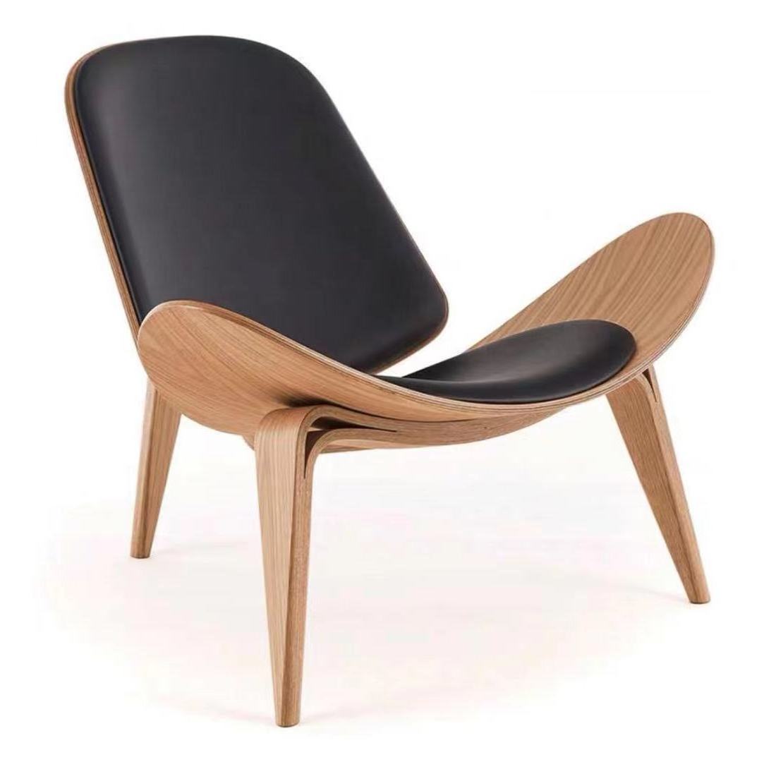 Plywood  walnut Leisure PU  leather lounge Chair