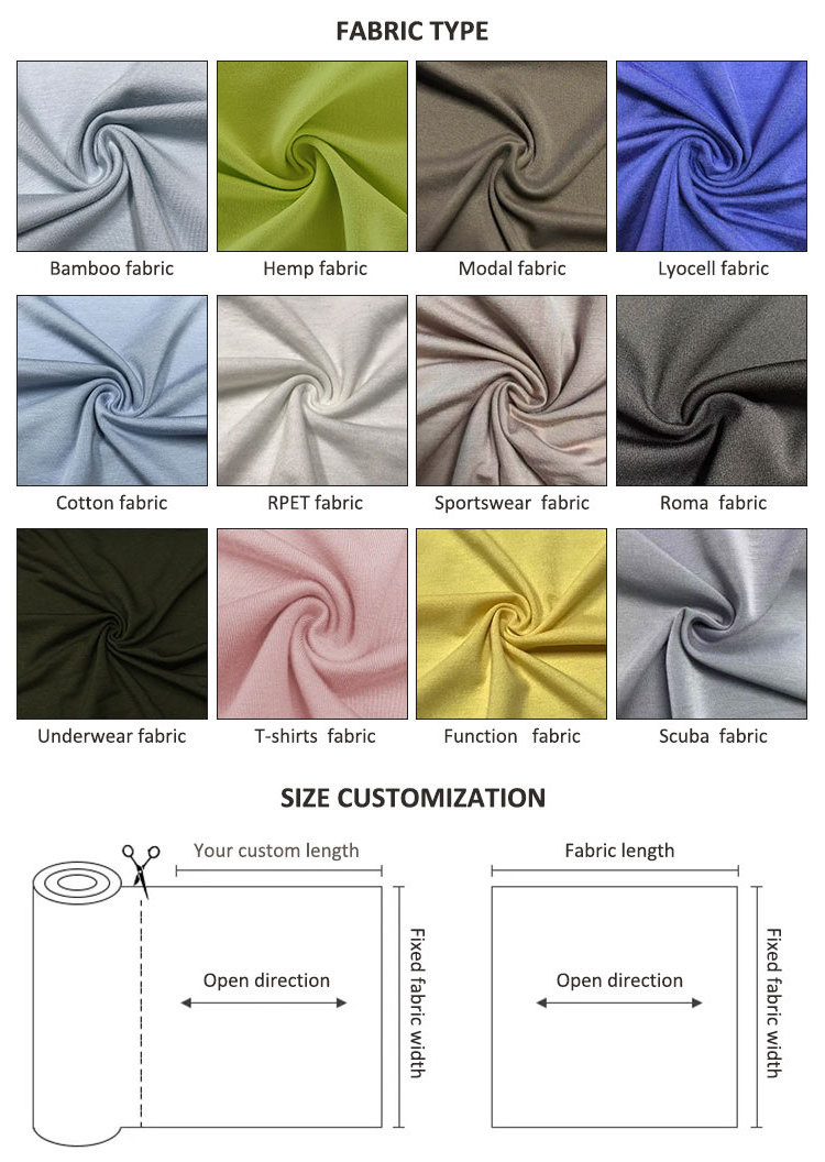 Custom Fabric Bamboo 220Gsm 95% Bamboo 5% Spandex Bamboo Fiber Fabric for Garment