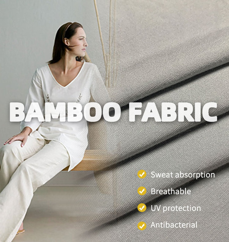 Custom Fabric Bamboo 220Gsm 95% Bamboo 5% Spandex Bamboo Fiber Fabric for Garment