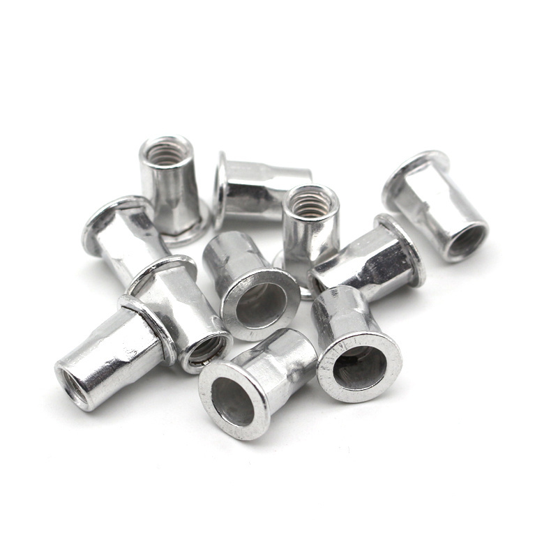 Aluminum knurled body flat head rivet nut with flat head