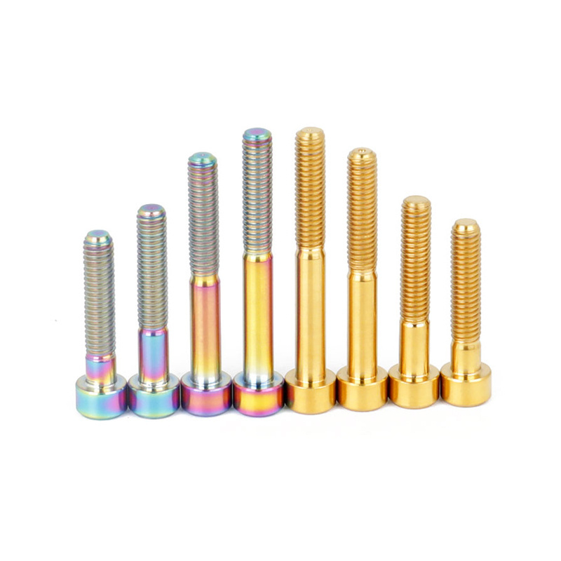 Custom Rainbow Anodized Gr5 Titanium  Allen Socket Head Bolt For Auto